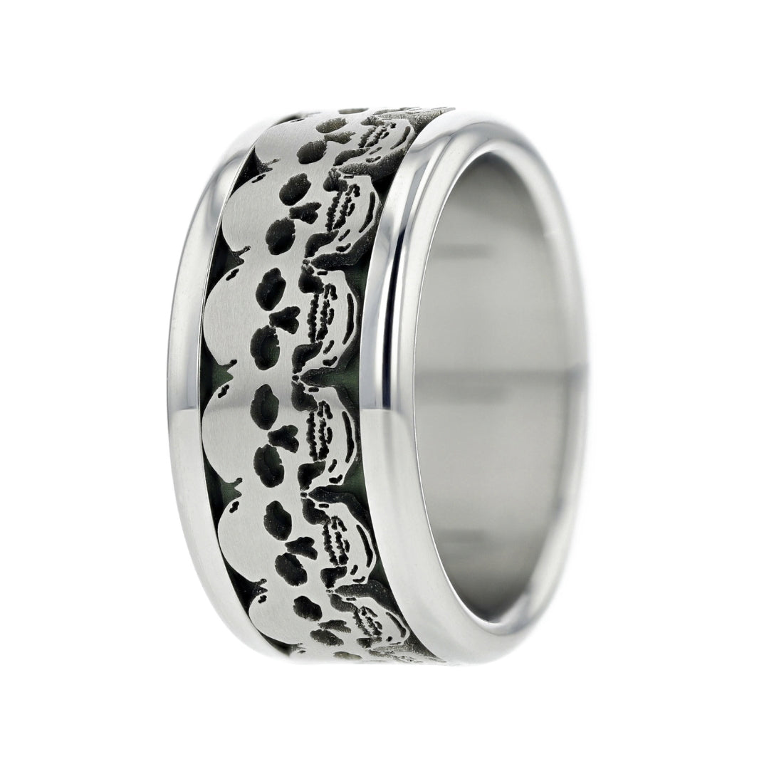 bague acier tete de mort skull mood couleur kaki