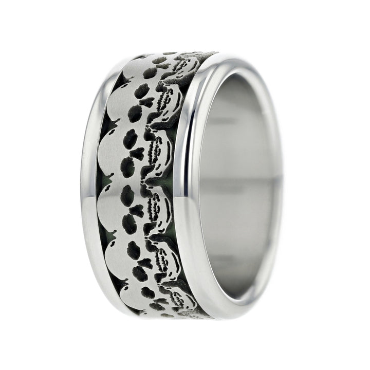 bague acier tete de mort skull mood couleur kaki
