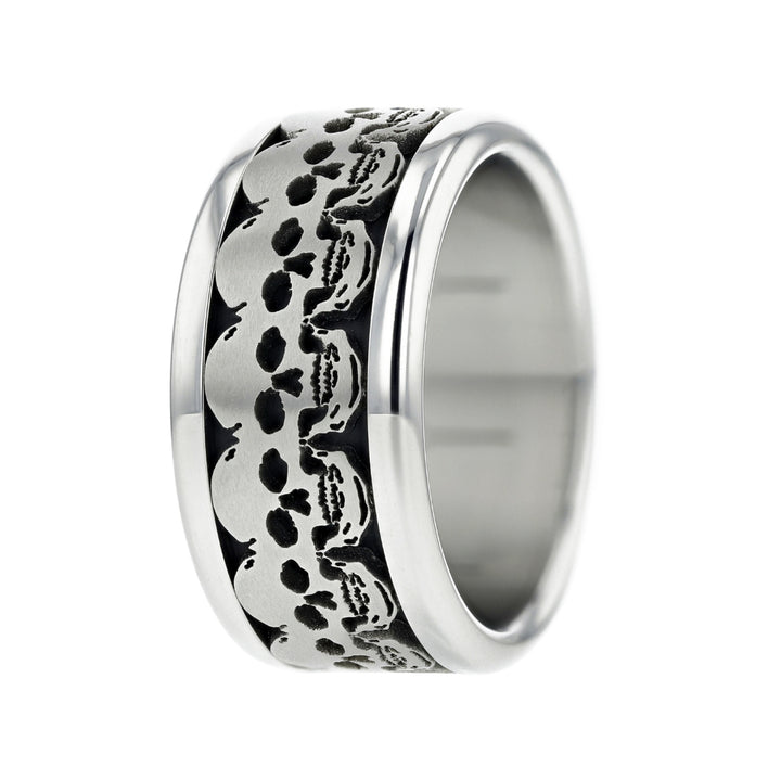bague acier tete de mort skull mood couleur noir