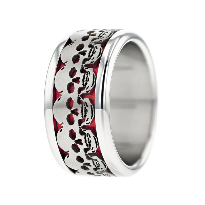bague acier tete de mort skull mood couleur rouge