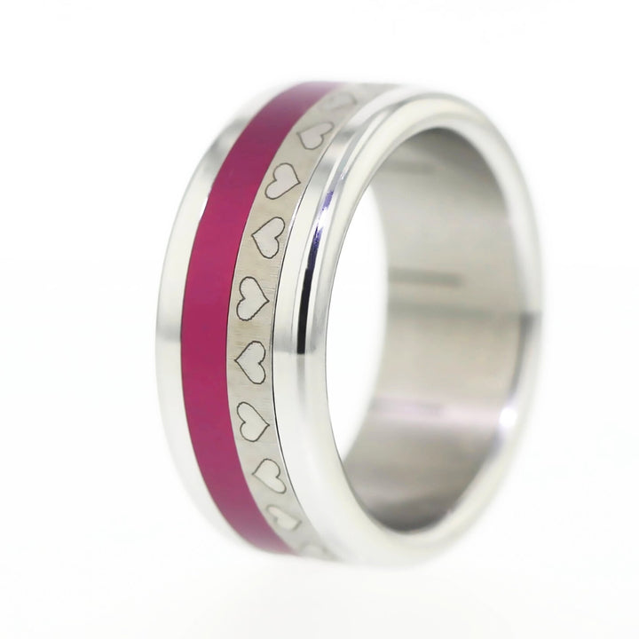 bague lovely coeurs avec couleur interchangeable aubergine