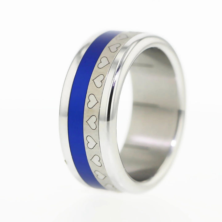 bague lovely coeurs avec couleur interchangeable bleu marine