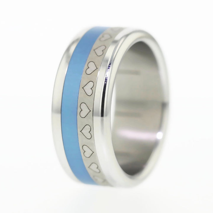 bague lovely coeurs avec couleur interchangeable myrtille