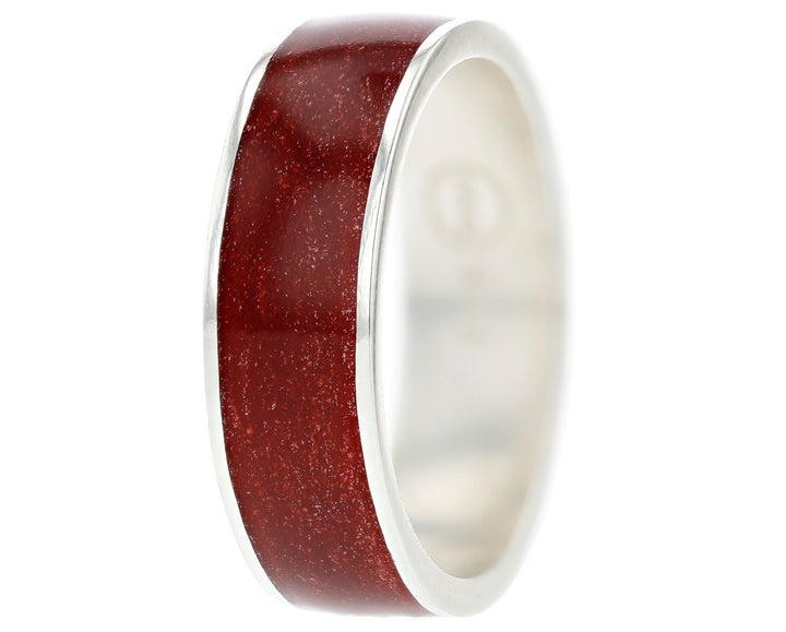 bague mood en argent 925 avec email couleur rouge bijou fin pour homme et femme