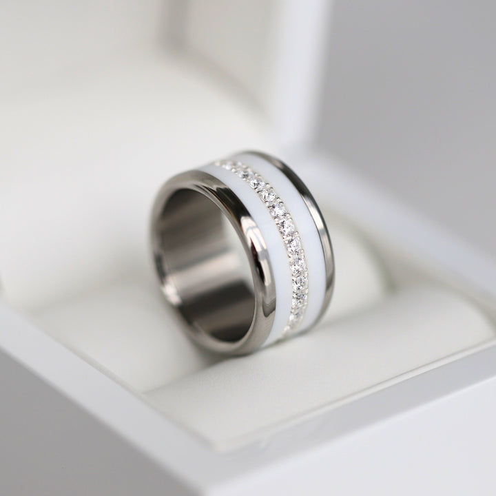 bague mood interchangeable aura couleur blanc avec cristaux de verre