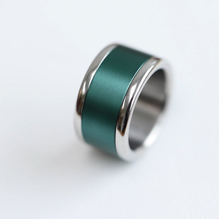 bague mood interchangeable en acier inoxydable avec une couleur en aluminium couleur vert emeraude