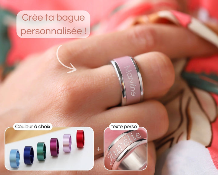 bague personnalisée texte prénom couleur interchangeable bijou mood