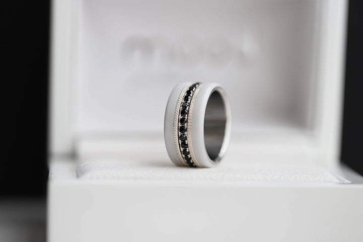 Inner ring (Medium addon) "Aura obscura" 925 silver set with black zircons