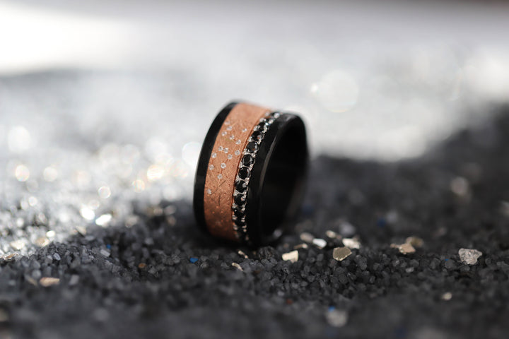 Inner ring (Medium addon) "Aura obscura" 925 silver set with black zircons