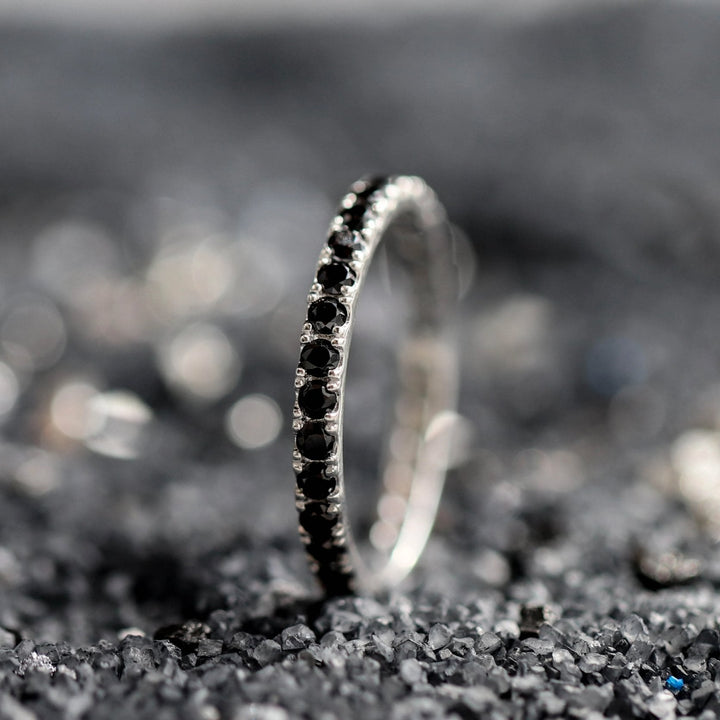 Inner ring (Medium addon) "Aura obscura" 925 silver set with black zircons
