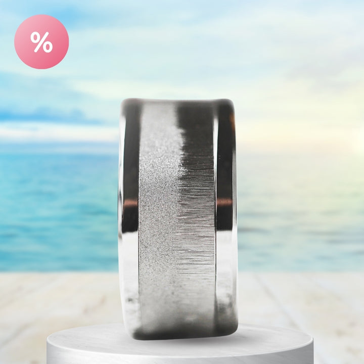 Bague mood "Cristal de givre" en acier inoxydable froissé avec anneau interchangeable
