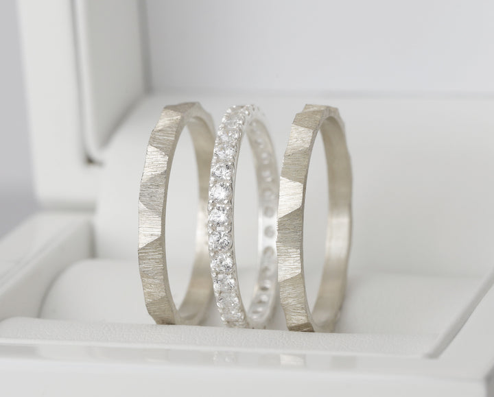 2 inner rings (medium addons) "Eternal dunes" in 925 wrinkled silver - sets of March 2025