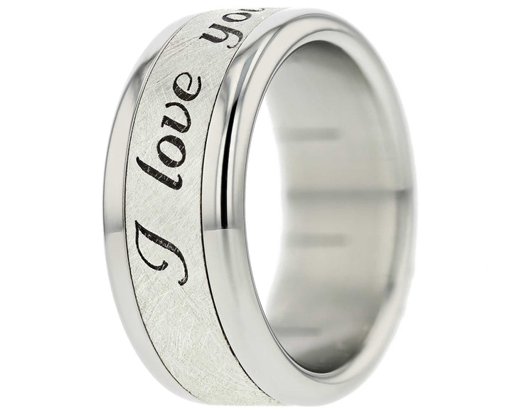 bague mood en argent avec gravure texte personnalisé I love you