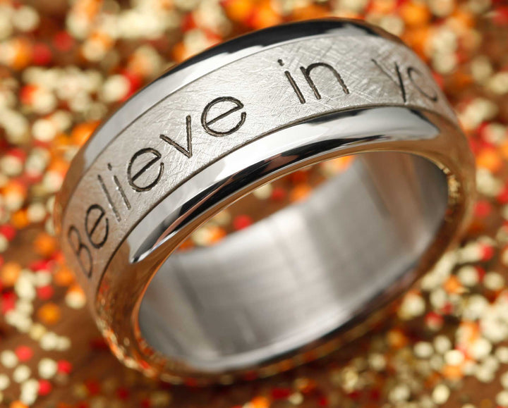 bague mood en argent avec gravure texte personnalisé I love you 5