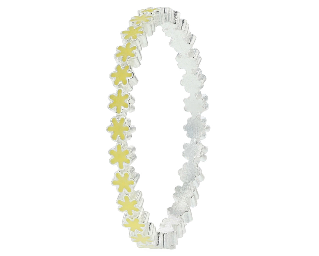 🌼🟡 Anneau (addon medium) en argent 925 avec traitement en émail jaune pastel, Océan de pétales pour bague mood interchangeable🟡🌼