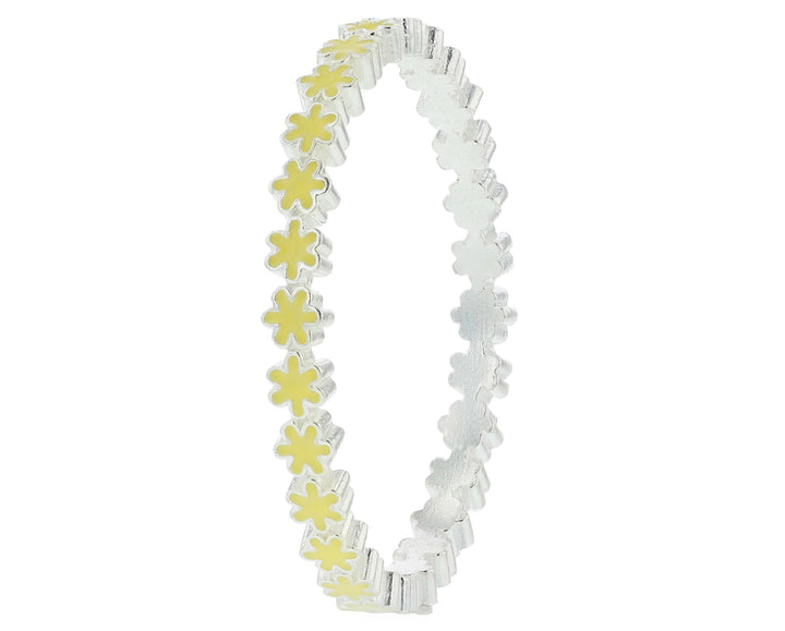 🌼🟡 Anneau (addon medium) en argent 925 avec traitement en émail jaune pastel, Océan de pétales pour bague mood interchangeable🟡🌼