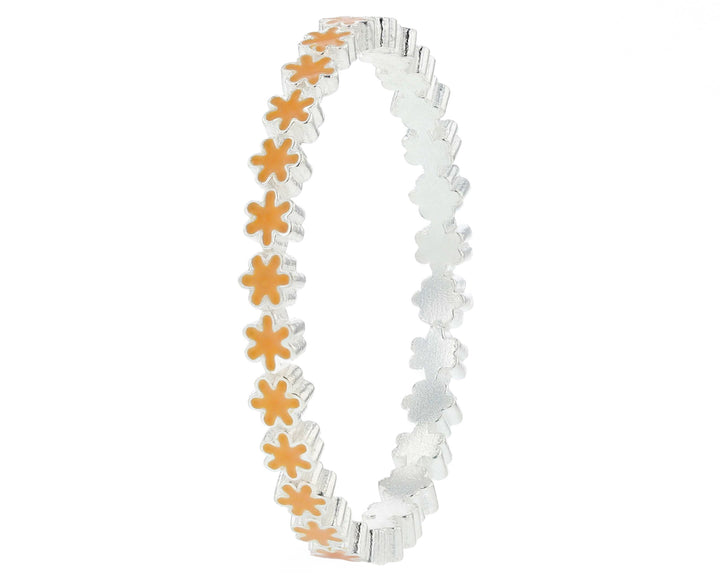 🌼🟠 Inner ring (medium addon) in 925 silver with coral enamel treatment, Ocean of petals for interchangeable mood ring 🟠🌼
