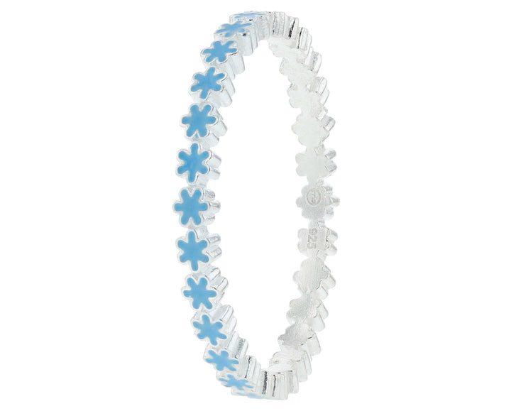🌼🔵 Inner ring (medium addon) in 925 silver with pastel blue enamel treatment, Ocean of petals for interchangeable mood ring🔵🌼