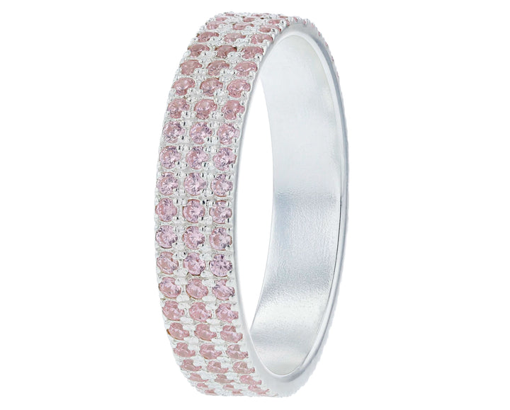 💍 Innenring (2/3 Addon) "Véla Blütenblatt" aus 925er Silber mit hellrosa Zirkonia Steine besetzt