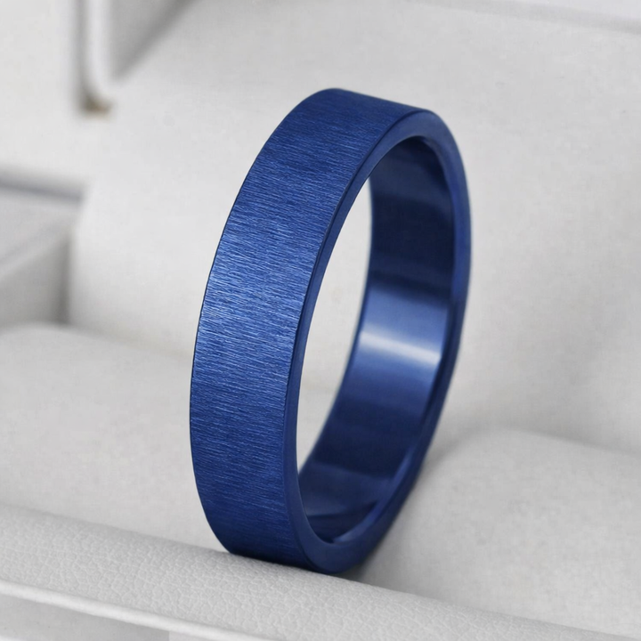 Anneau (deux tiers) en acier froissé bleu minéral pour bague mood interchangeable