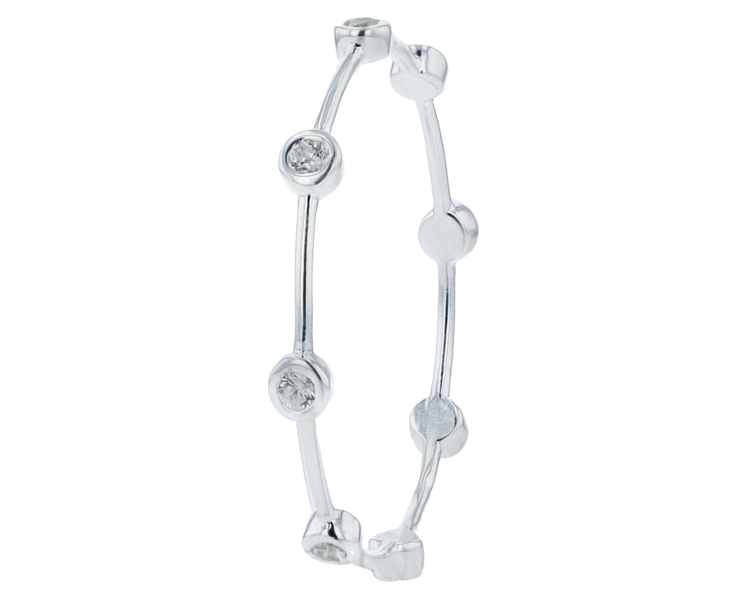 Inner ring in 925 silver "Flying Diamond" polished finish with zircons for interchangeable mood ring