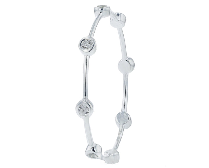 Inner ring in 925 silver "Flying Diamond" polished finish with zircons for interchangeable mood ring