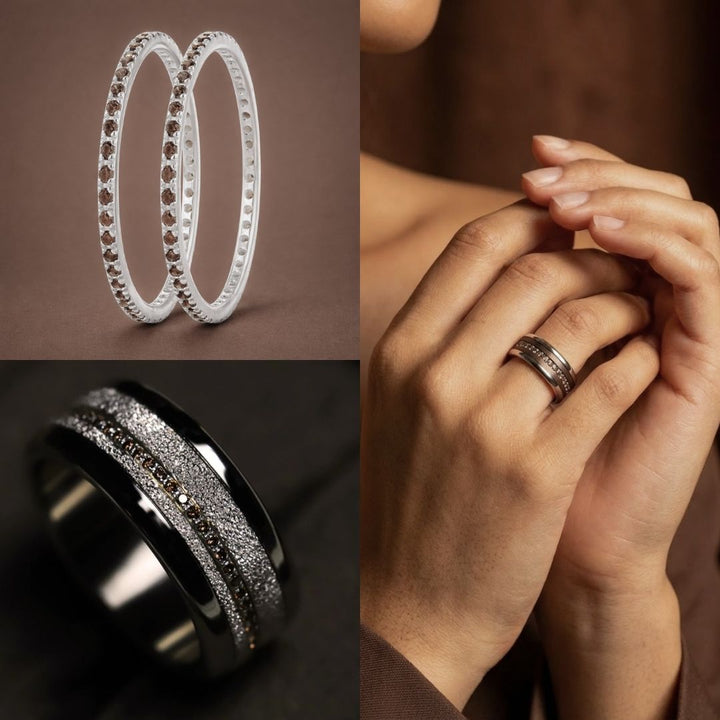 💍 Anneau (mini) "Aura Ambre" Aura en argent 925 serti de zircons bruns