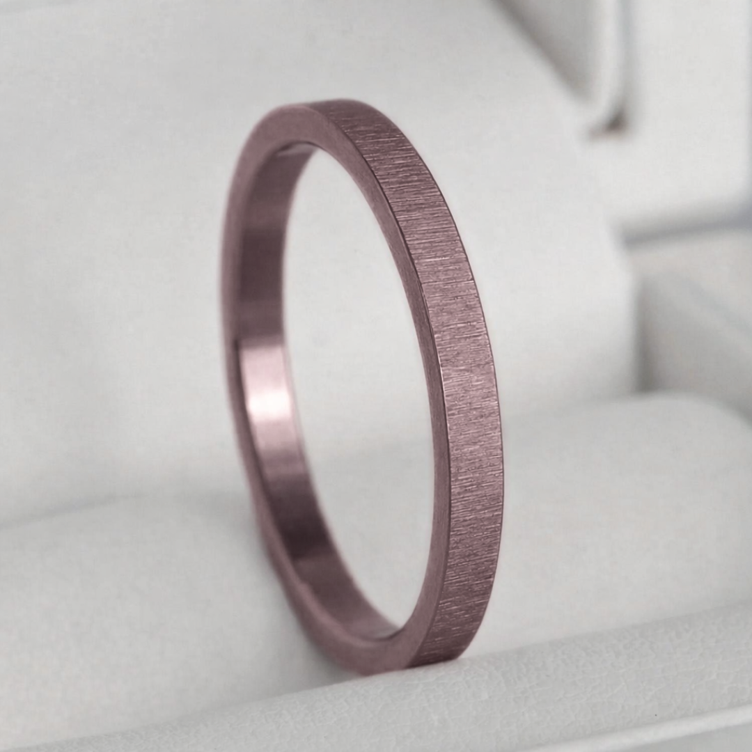 Anneau (medium) en acier froissé vieux rose pour bague mood interchangeable