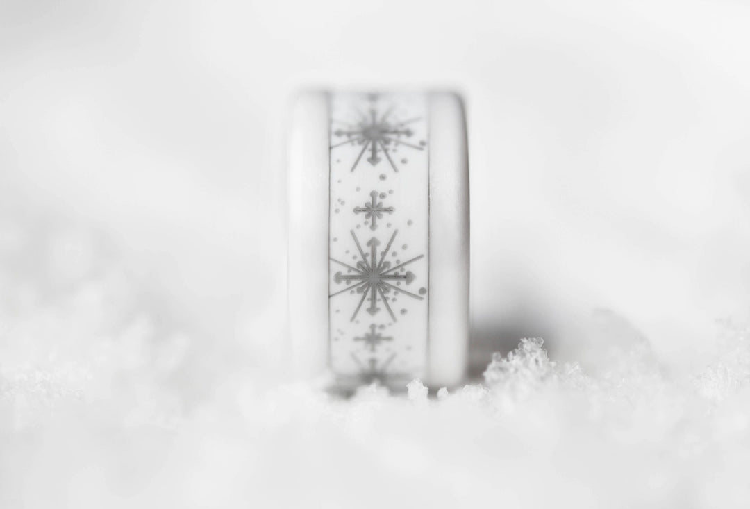 ❄️ Anneau (addon ou deux tiers) en polymère blanc 03. BRILLANCE POLAIRE pour bague mood interchangeable ❄️