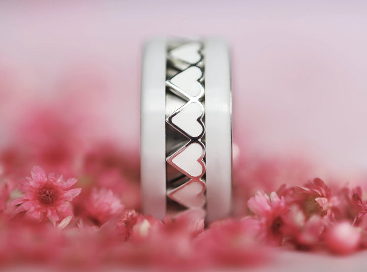 🪞 Mirror of Love inner ring (2/3 addon) in 925 silver with white enamel treatment, from the Valentine's Day 2025 collection 🪞