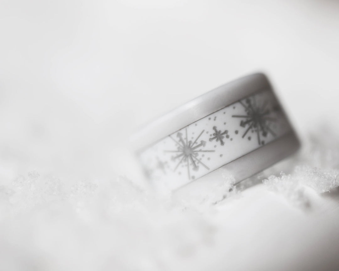 ❄️ Anneau (addon ou deux tiers) en polymère blanc 03. BRILLANCE POLAIRE pour bague mood interchangeable ❄️