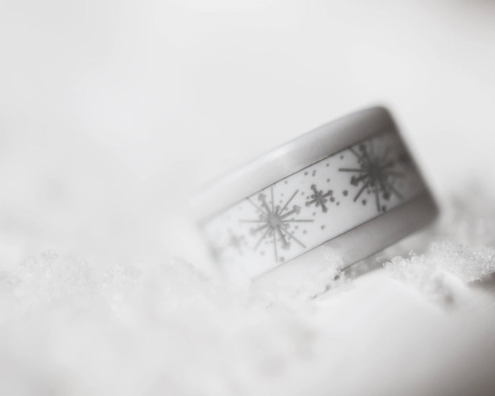 ❄️ Anneau (addon ou deux tiers) en polymère blanc 03. BRILLANCE POLAIRE pour bague mood interchangeable ❄️