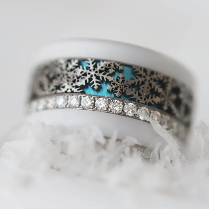 ❄️ Anneau (addon ou deux tiers) en acier découpé 09.FÉERIE DOUCE pour bague mood interchangeable ❄️
