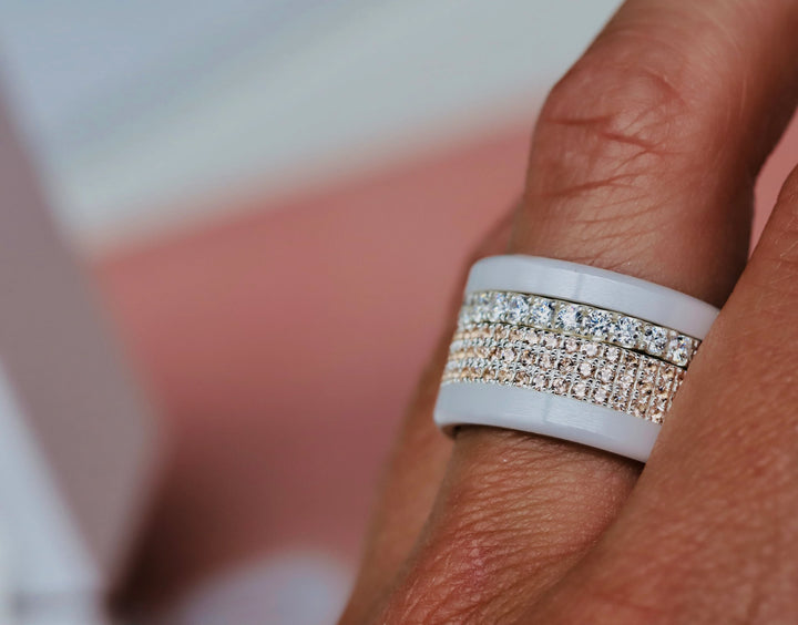 💍 Anneau (addon deux tiers) "Véla Pêche" en argent 925 serti de zircons pêches