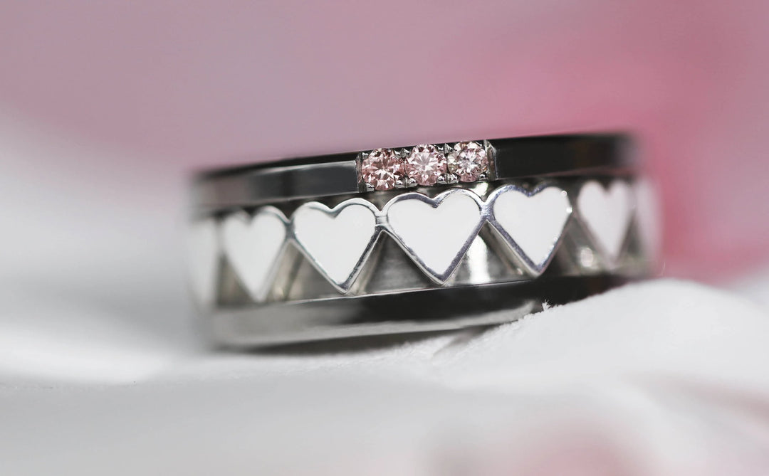 🪞 Mirror of Love inner ring (2/3 addon) in 925 silver with white enamel treatment, from the Valentine's Day 2025 collection 🪞