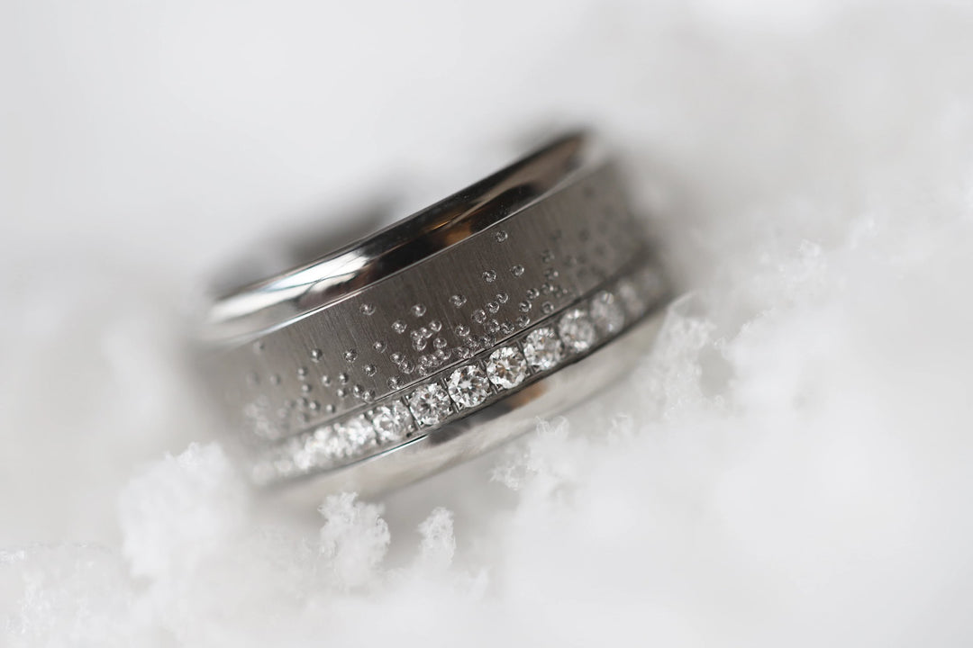 ❄️ Anneau (addon ou deux tiers) en acier froissé 13. REFLETS GELÉS pour bague mood interchangeable ❄️