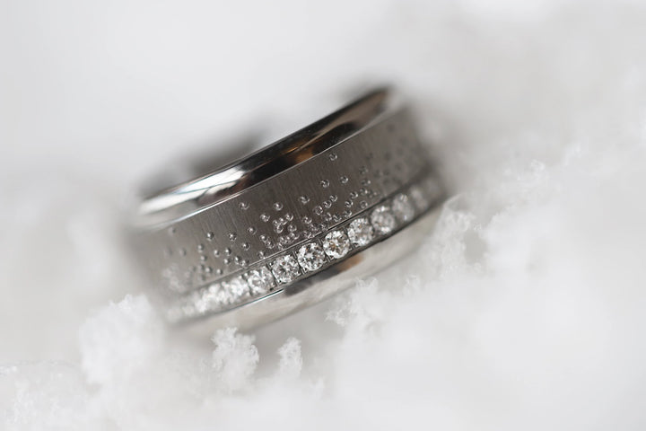 ❄️ Anneau (addon ou deux tiers) en acier froissé 13. REFLETS GELÉS pour bague mood interchangeable ❄️