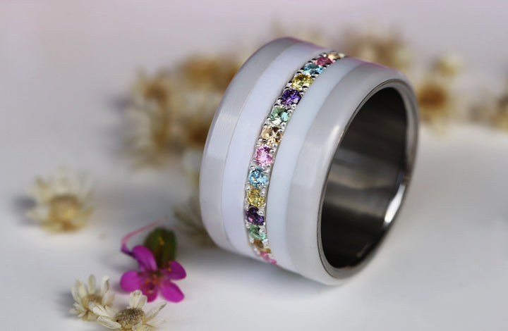 🌸✨💎 Inner ring (medium addon) "Aura Floralis" in 925 silver set with zircons