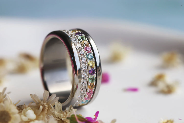 🌸✨💎 Inner ring (medium addon) "Aura Floralis" in 925 silver set with zircons