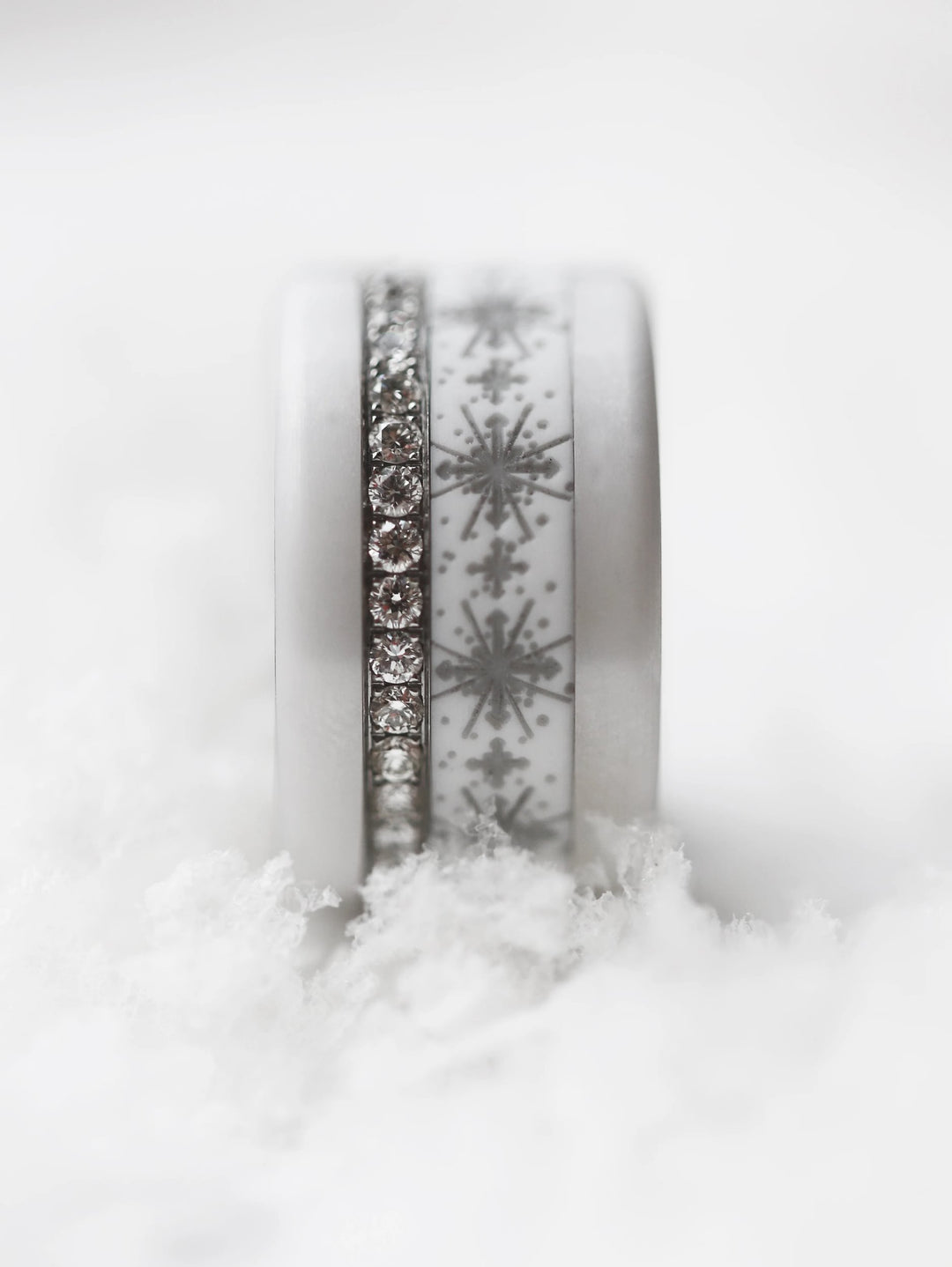 ❄️ Anneau (addon ou deux tiers) en polymère blanc 03. BRILLANCE POLAIRE pour bague mood interchangeable ❄️