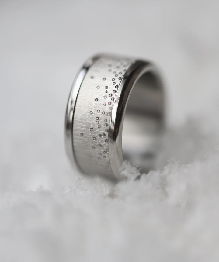 ❄️ Anneau (addon ou deux tiers) en acier froissé 13. REFLETS GELÉS pour bague mood interchangeable ❄️