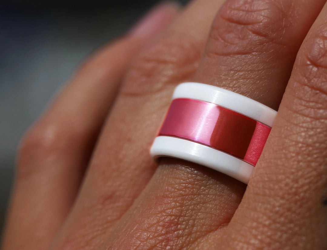Argent rose 💗💗💗  Addon en argent 925 avec un revêtement rose vif pour bague mood interchangeable