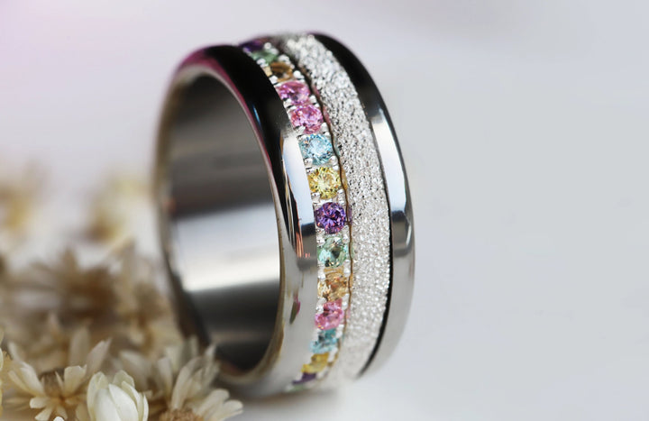 🌸✨💎 Inner ring (medium addon) "Aura Floralis" in 925 silver set with zircons