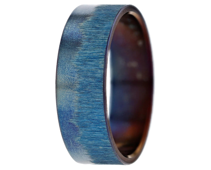 Anneau (addon) pour bague mood en acier bleu, Cristal de givre