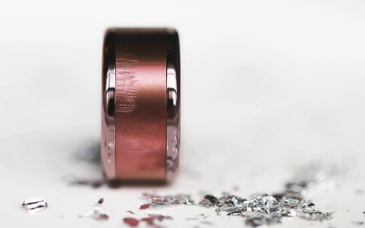 Anneau (addon) pour bague mood en acier rosé, Cristal de givre
