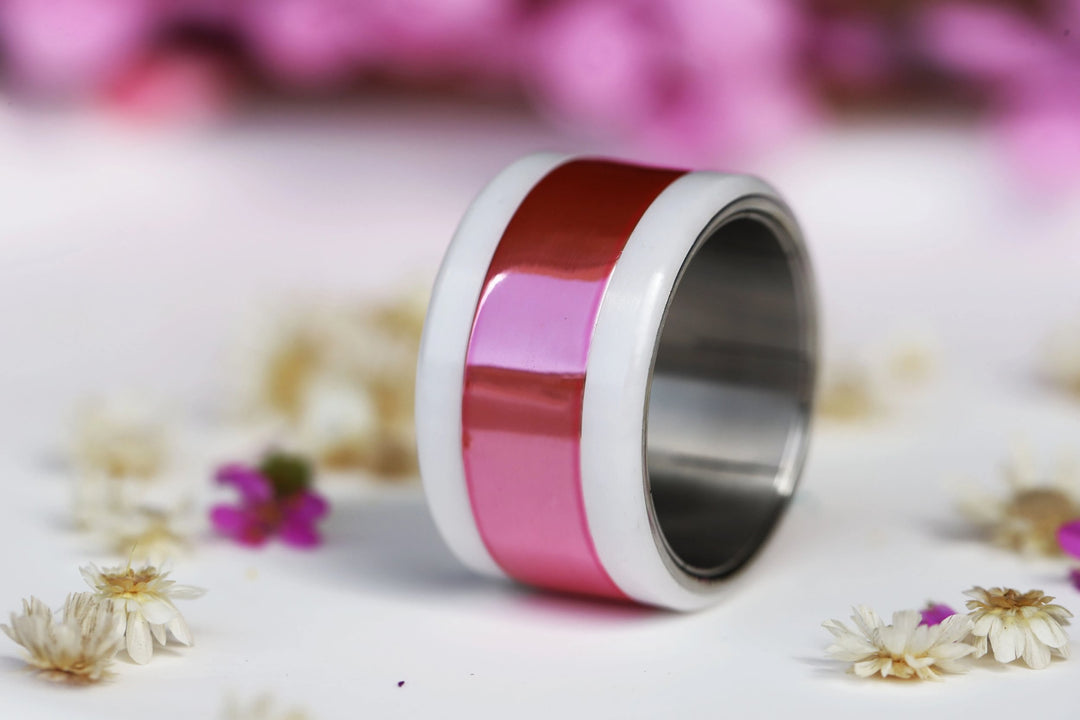 Argent rose 💗💗💗  Addon en argent 925 avec un revêtement rose vif pour bague mood interchangeable
