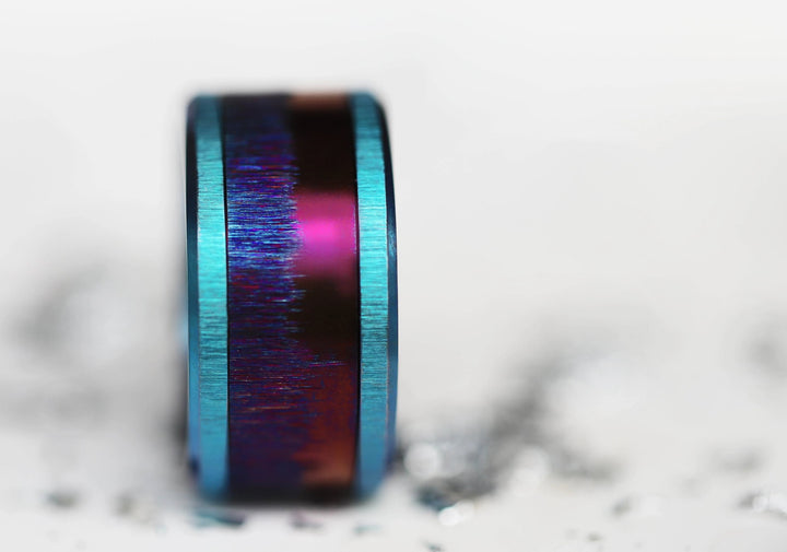 Anneau (addon) pour bague mood en acier violet, Cristal de givre