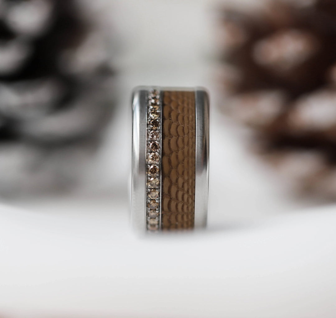 🦌 Anneau (addon ou deux tiers) en polymère chocolat 19. REFLET DE PIN pour bague mood interchangeable 🦌