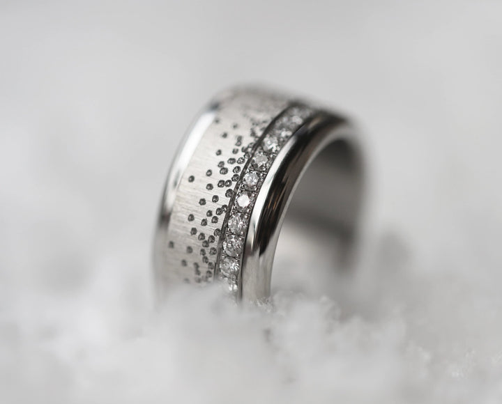 ❄️ Anneau (addon ou deux tiers) en acier froissé 13. REFLETS GELÉS pour bague mood interchangeable ❄️