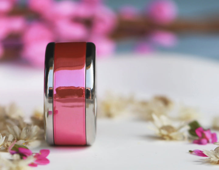 Argent rose 💗💗💗  Addon en argent 925 avec un revêtement rose vif pour bague mood interchangeable